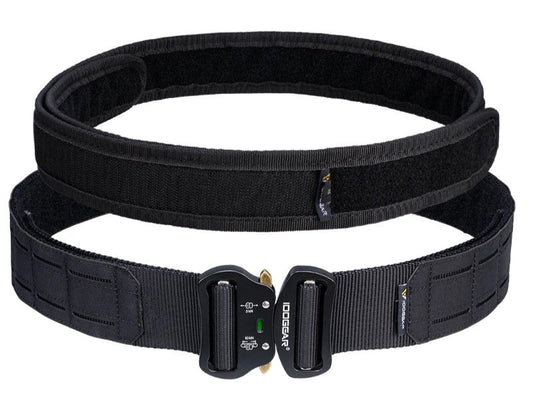 IDOGEAR 2 Inch Tactical Belt with 1.75 Inch Inner Belt Quick Release Metal Buckle MOLLE Laser Cut Belt